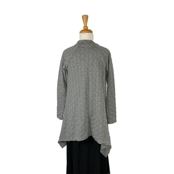 Matti Mamane S Grey Print Round Cardigan  Art To Wear Lagenlook Waterfall Hem - Picture 5 of 10